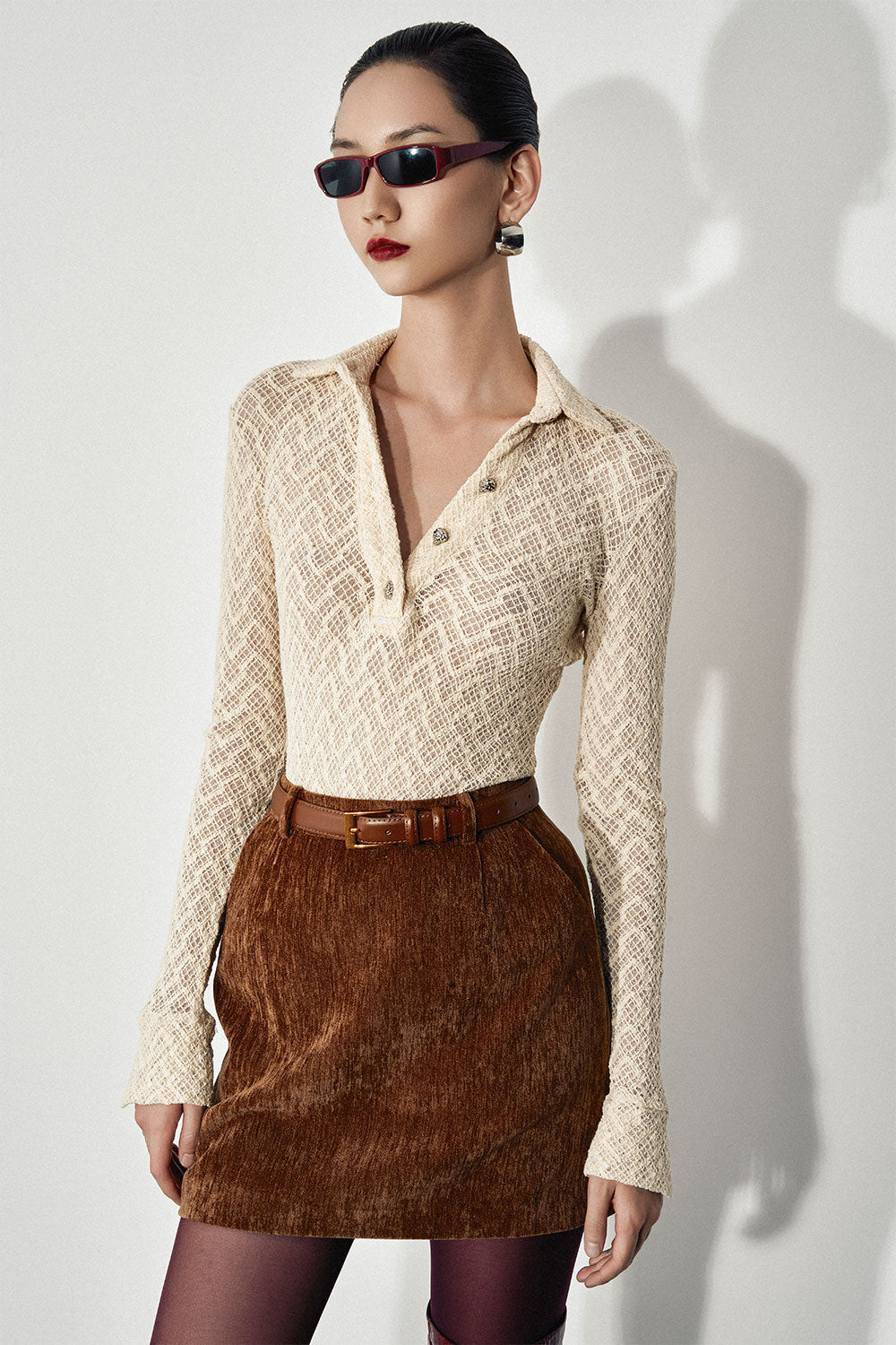 Sierra A-line Back Zipper Velvet Mini Skirt