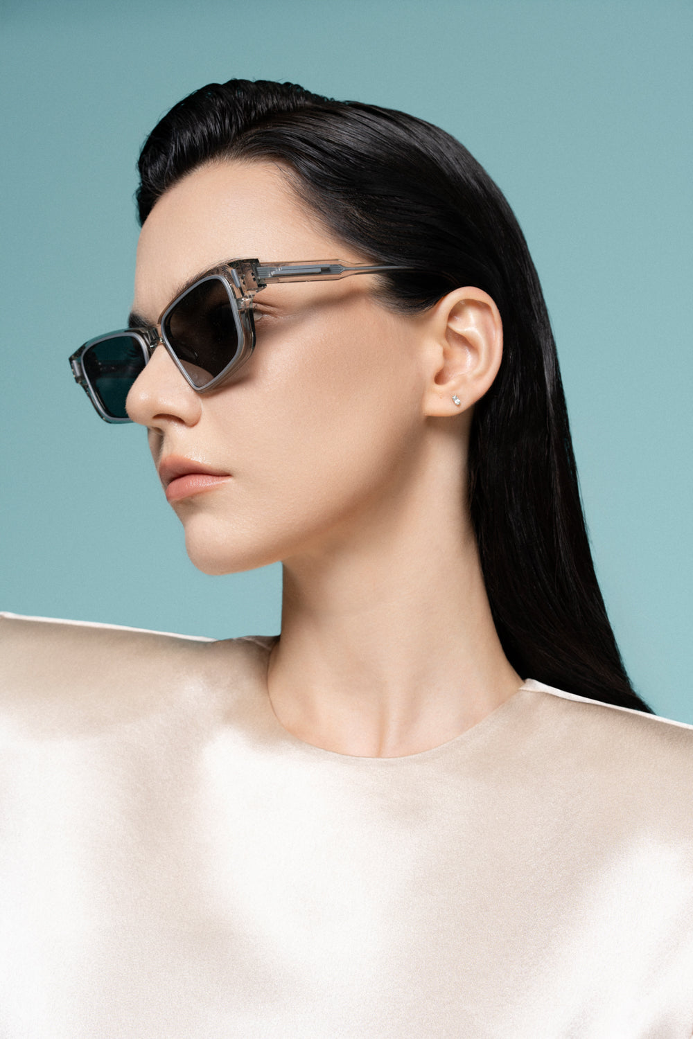 Roubaix Straight Round Neck Satin Mini Dress