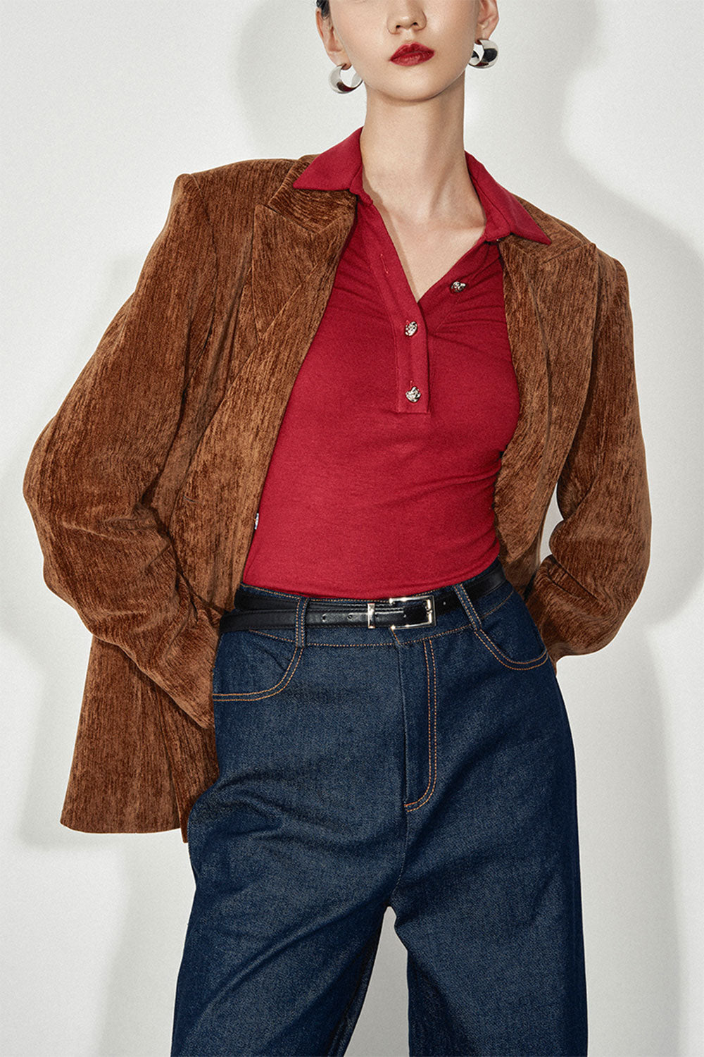 Sierra Straight Peak Lapel Velvet Blazer