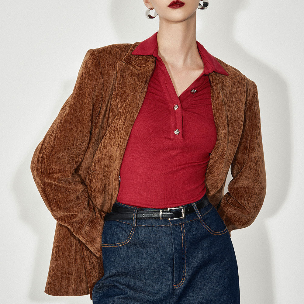 Sierra Straight Peak Lapel Velvet Blazer