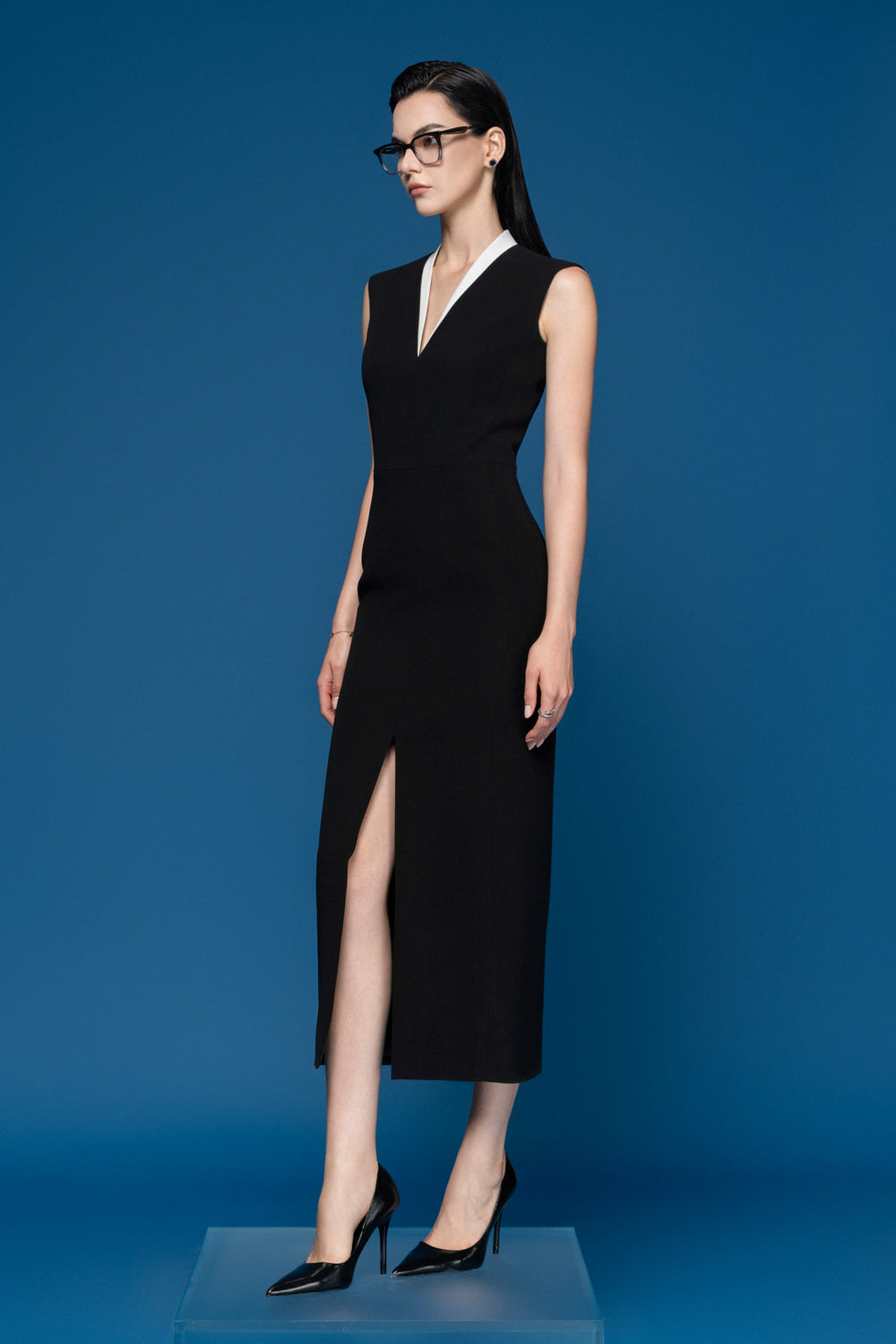 vincent midi dress Navy Vincent Dress