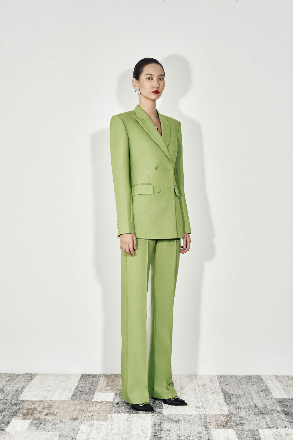 Glen Straight Double Breasted Twill Blazer