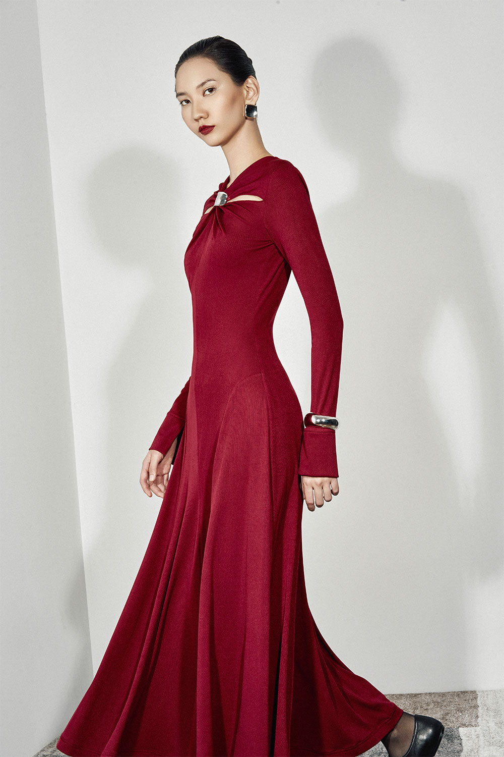 Esme A-line Draped Jersey Ankle Length Dress