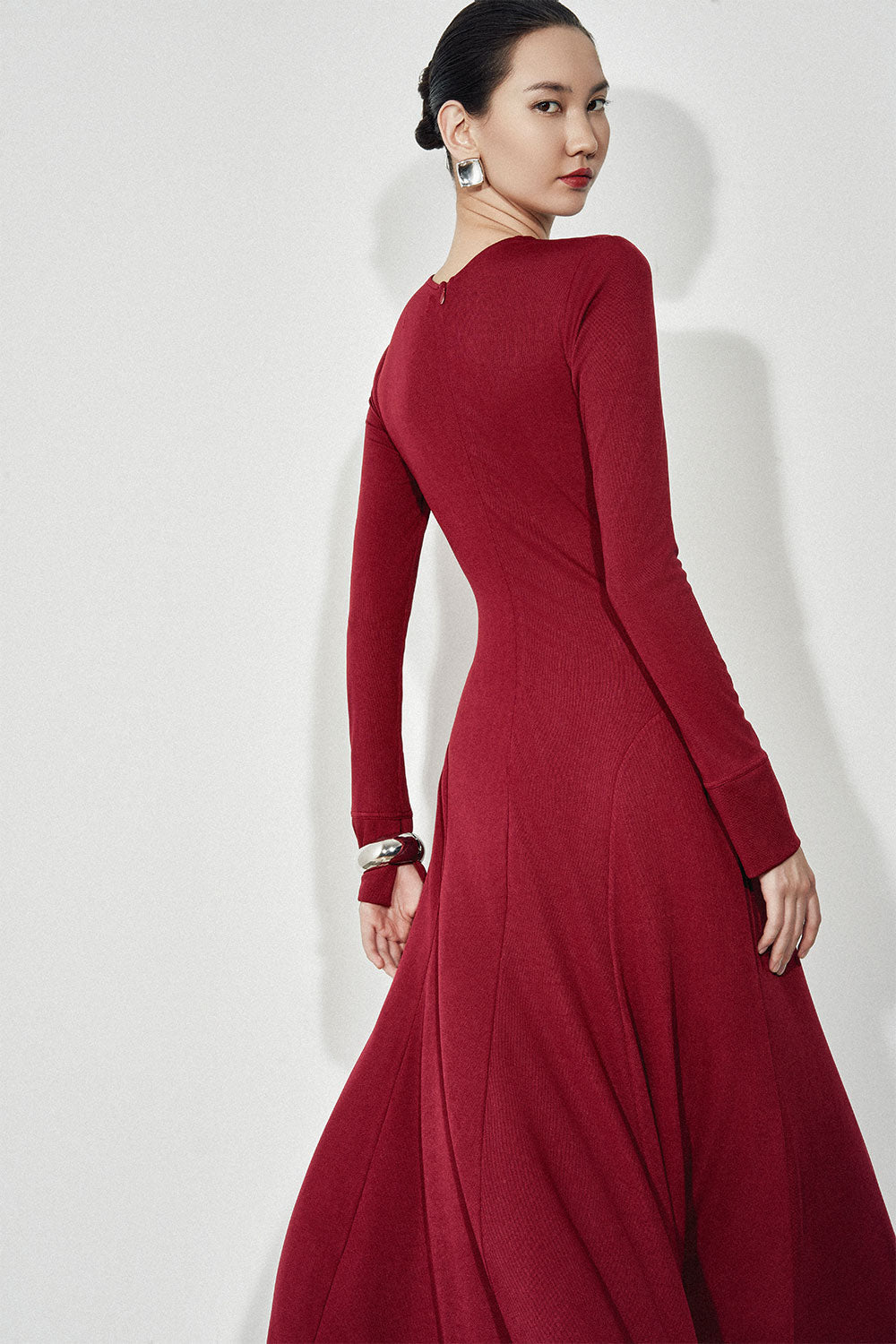 Esme A-line Draped Jersey Ankle Length Dress