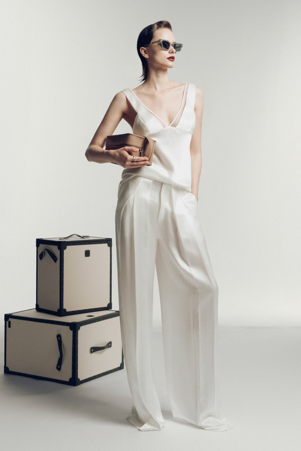 Caen Straight Wide Leg Satin Maxi Pants