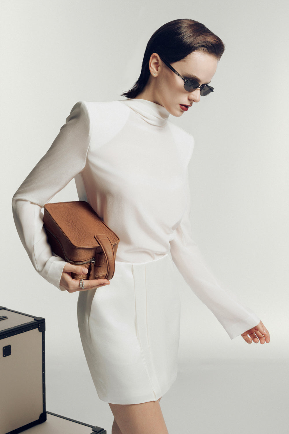 Eldora Straight High Neck Silk Top