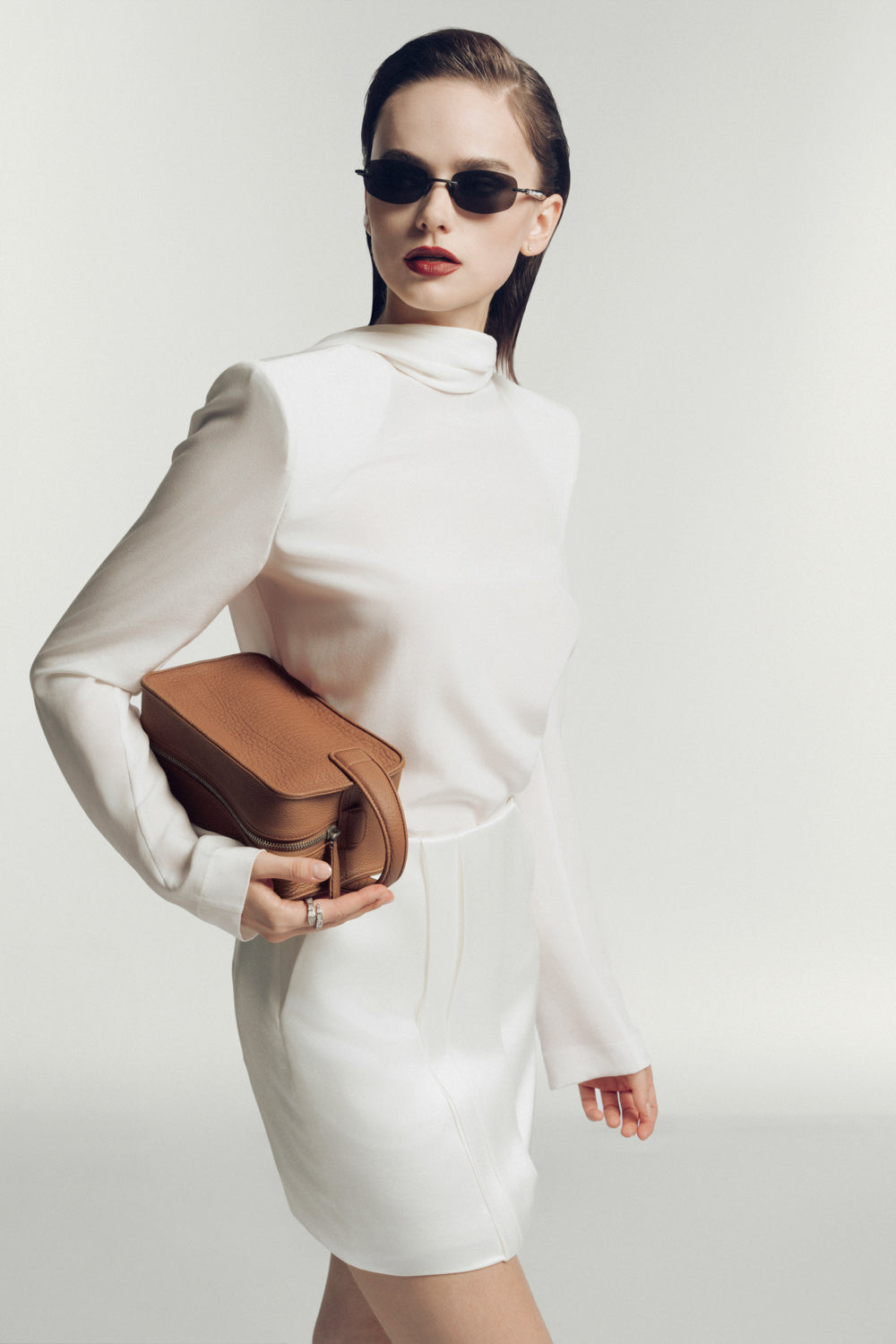 Eldora Straight High Neck Silk Top