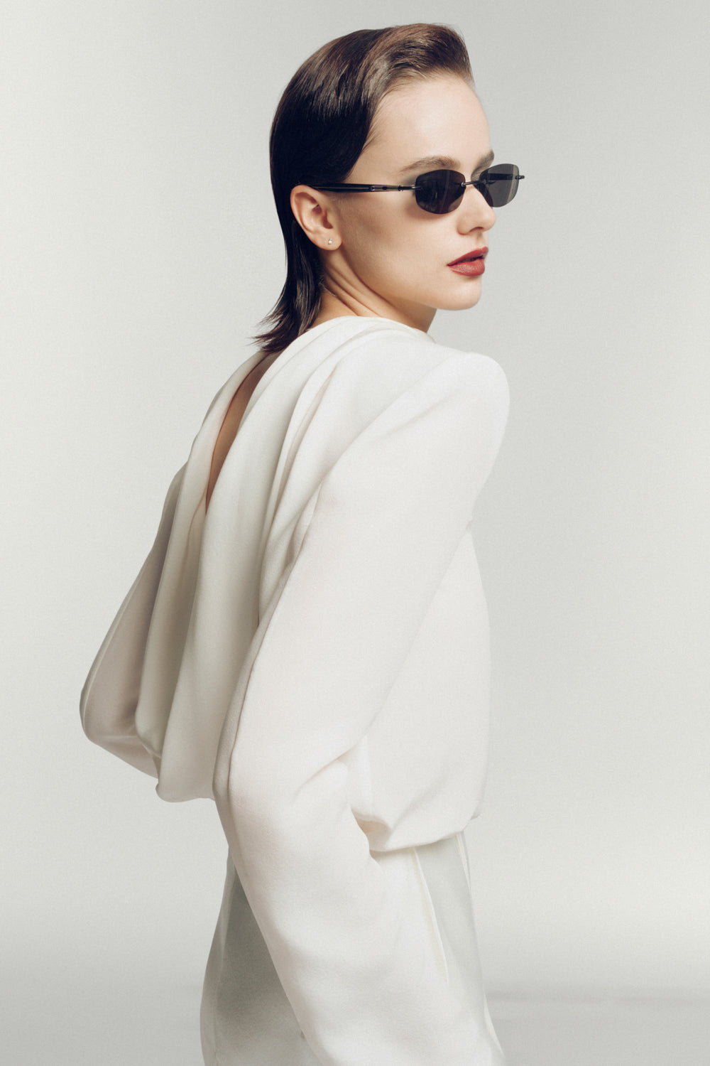 Eldora Straight High Neck Silk Top