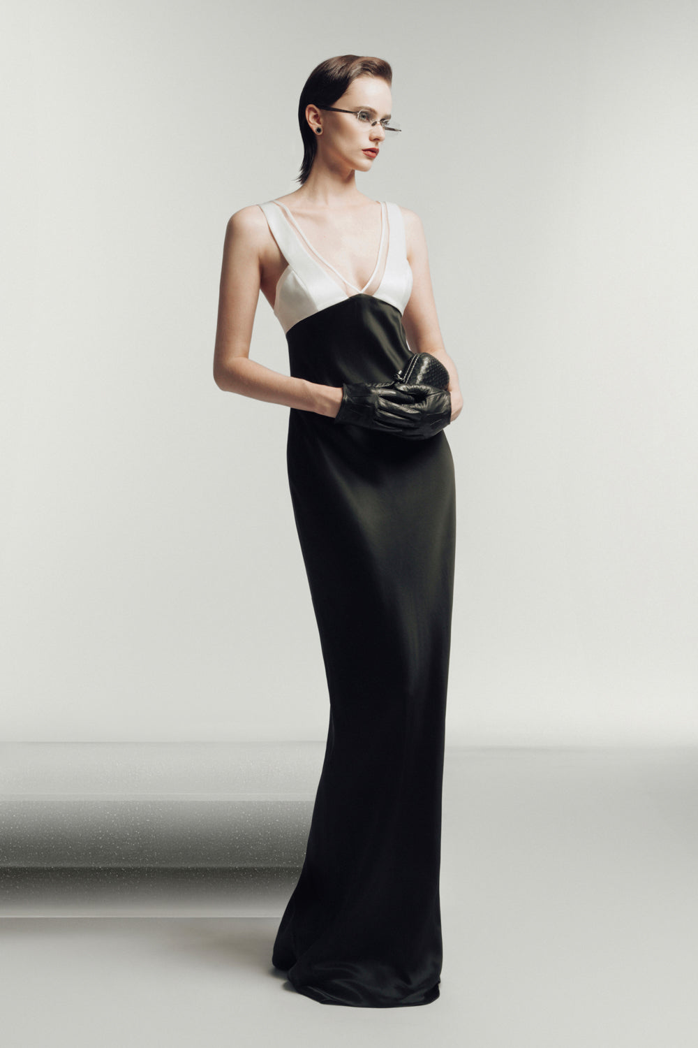 Massena Sheath V-Neck Sateen Maxi Dress