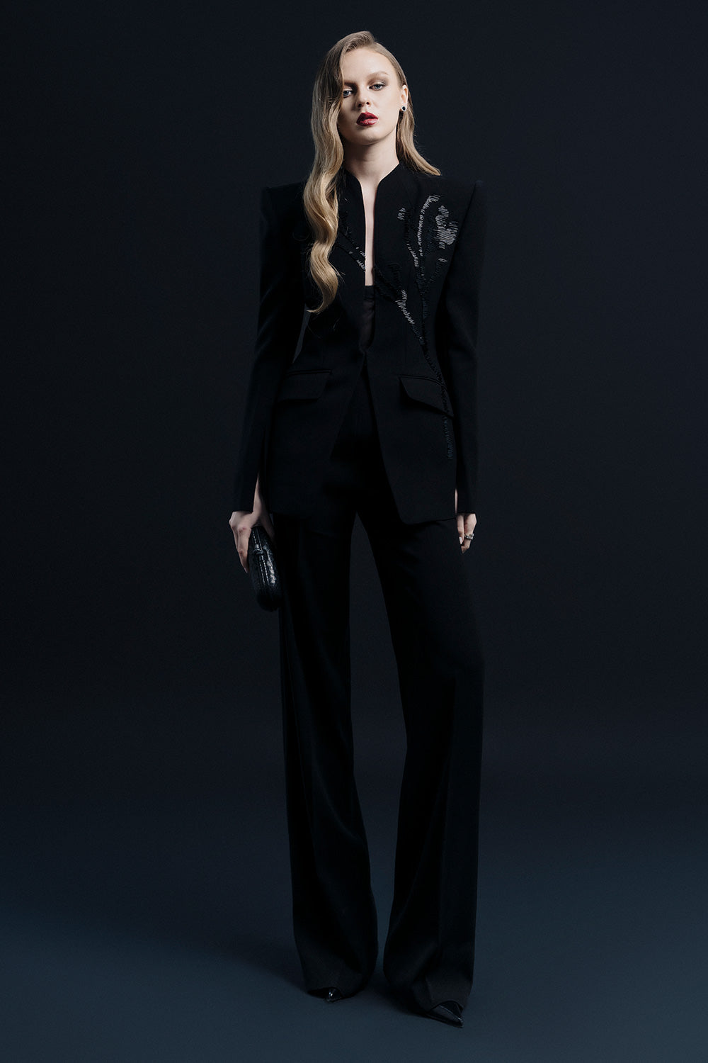 Kenya Straight Wide Leg Crepe Floor Length Pants