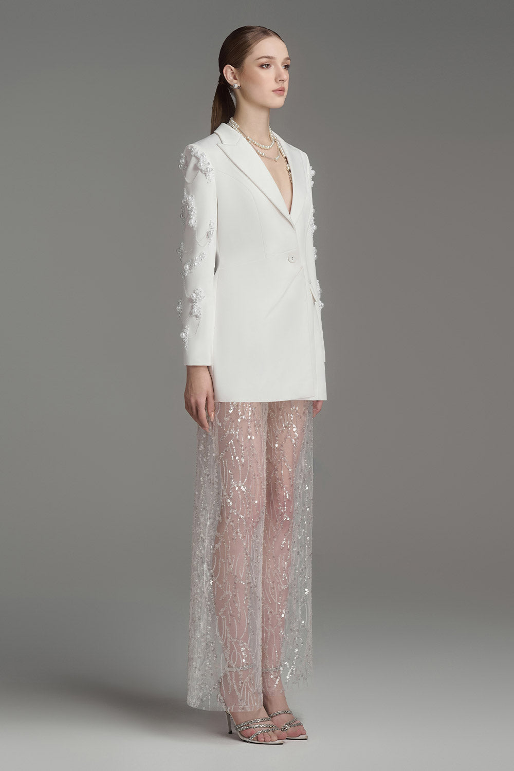 Valse Sheath Peak Lapel Silk Blend Blazer