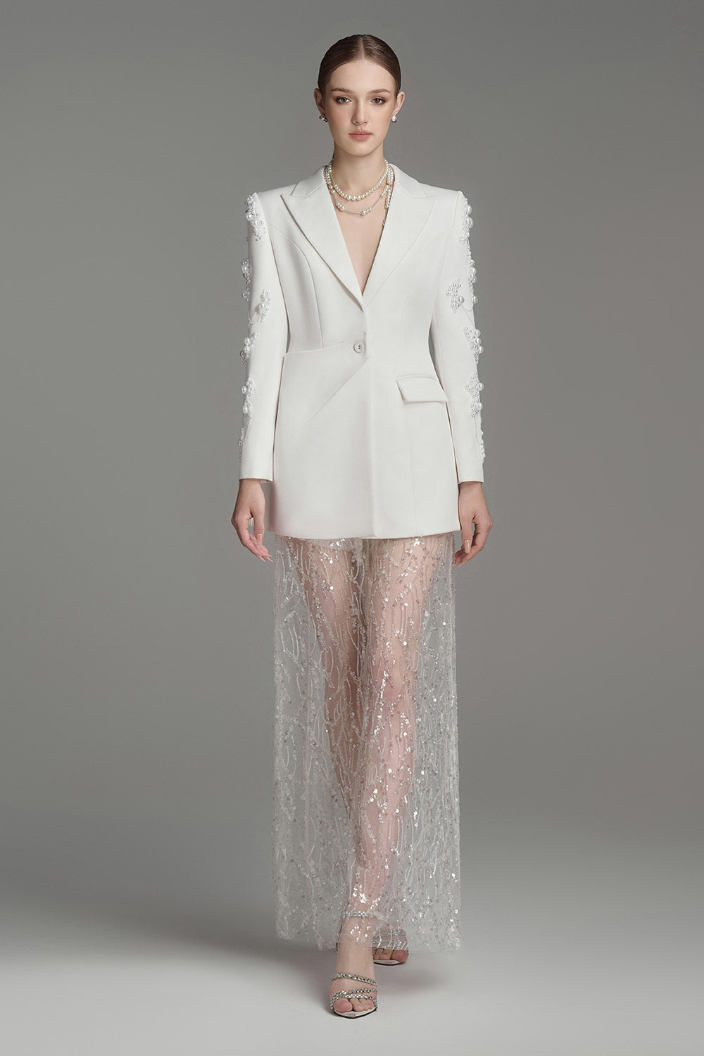 Valse Sheath Peak Lapel Silk Blend Blazer