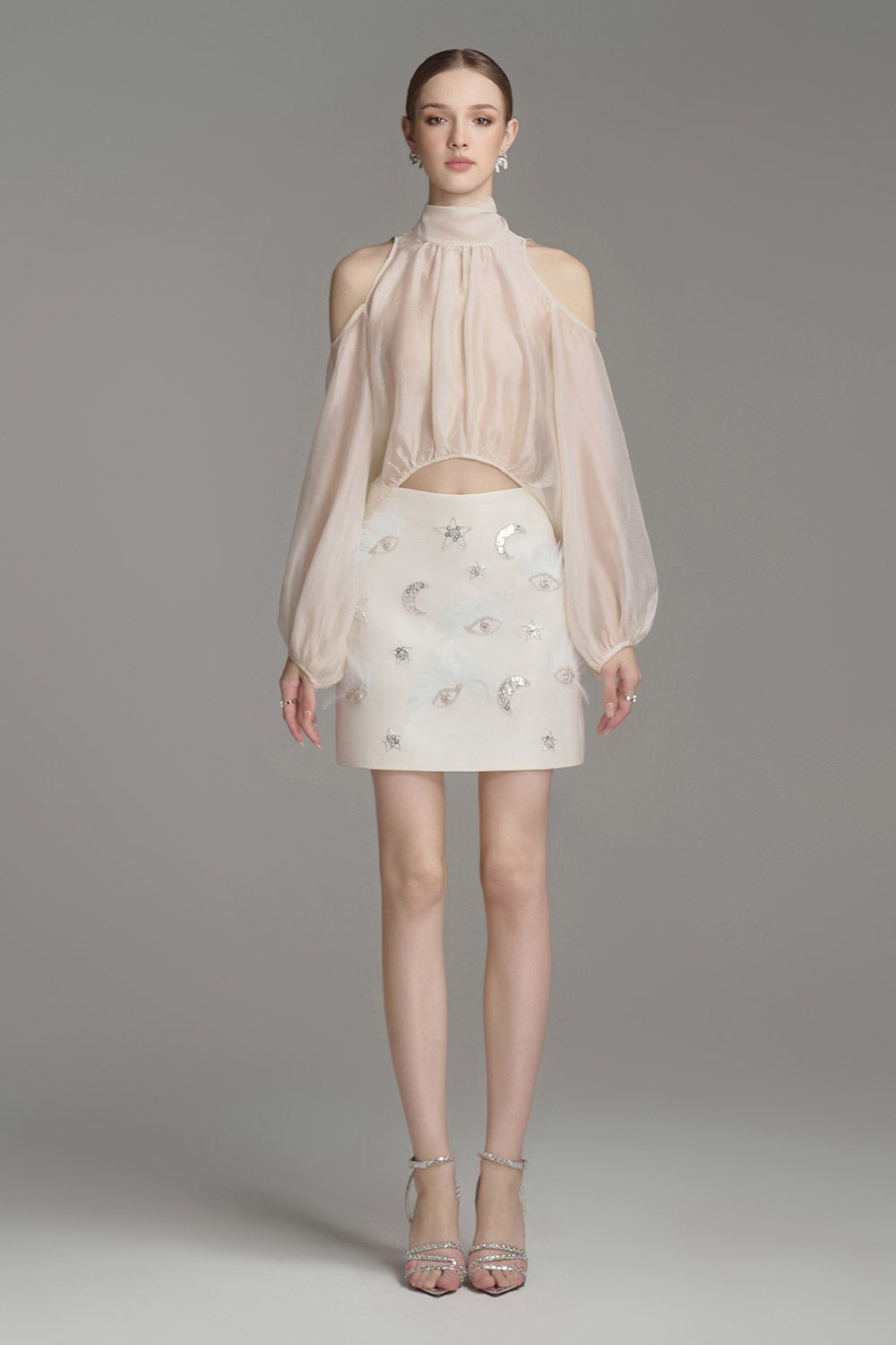 Venus A-line Bead Taffeta Mini Skirt