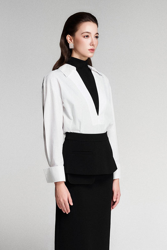 Oceane Straight Plunge Neck Cotton Top