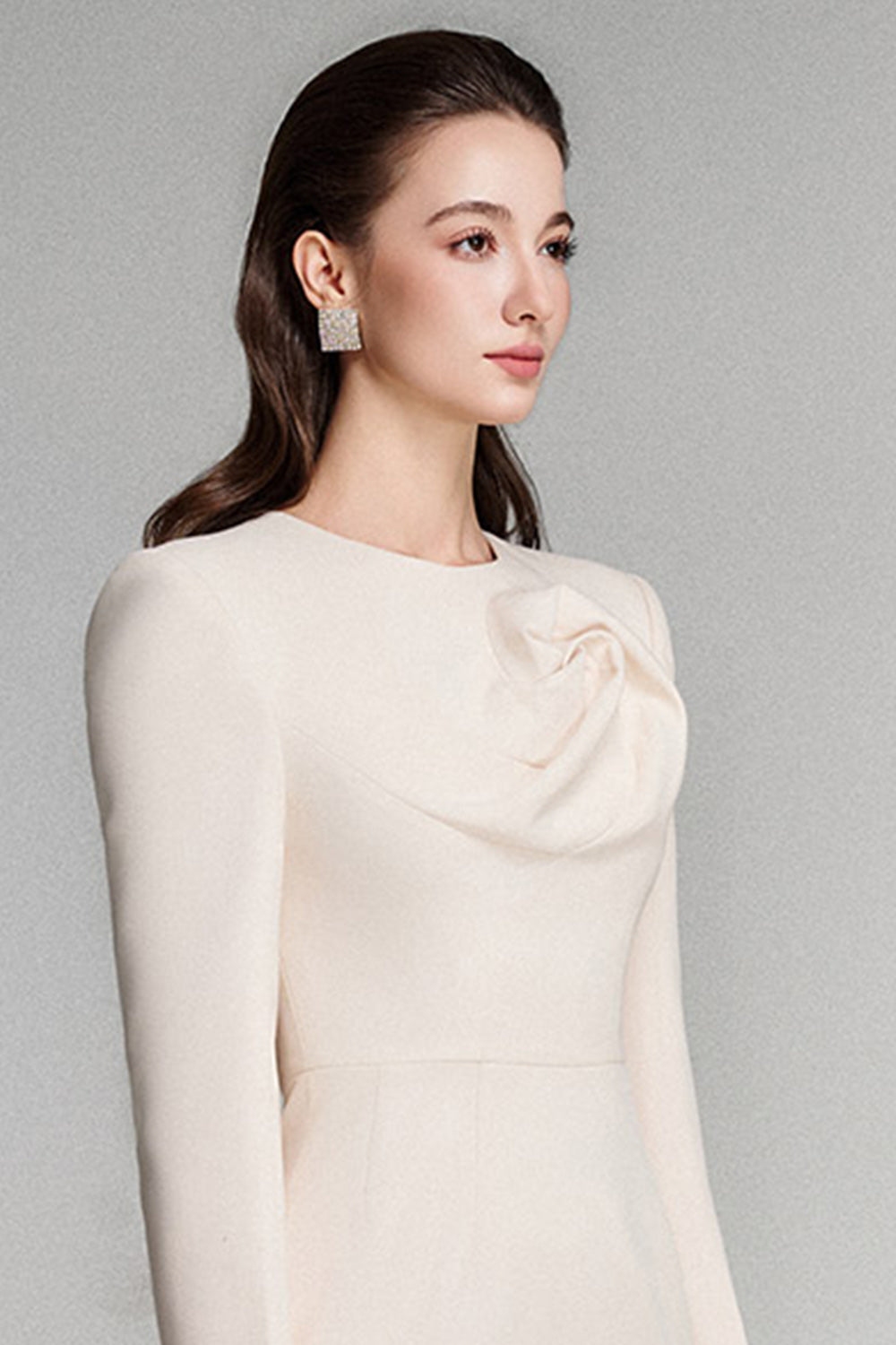 Dale Sheath Round Neck Twill Calf Length Dress