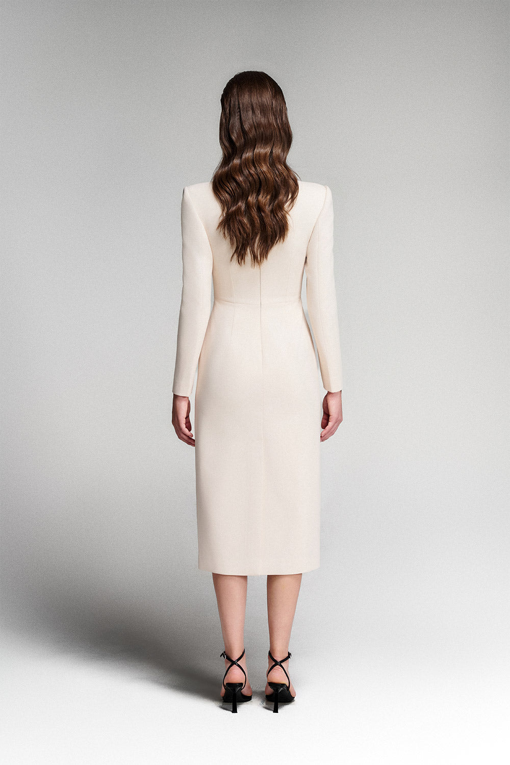 Dale Sheath Round Neck Twill Calf Length Dress