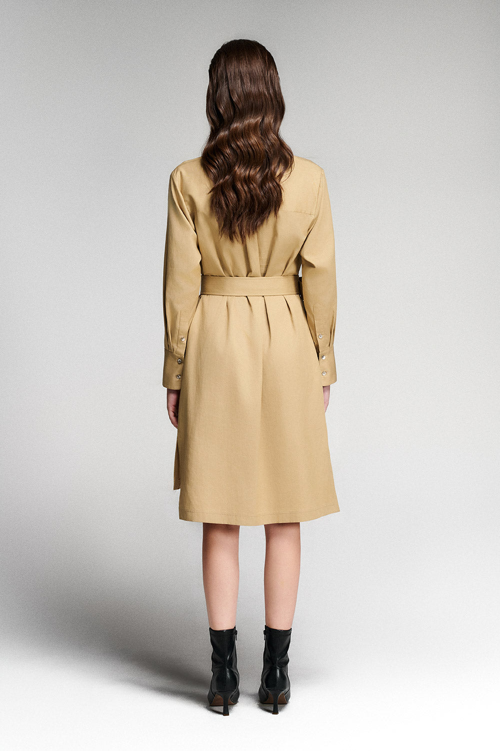 Evelina Straight Belt Strap Tencel High-low Dress