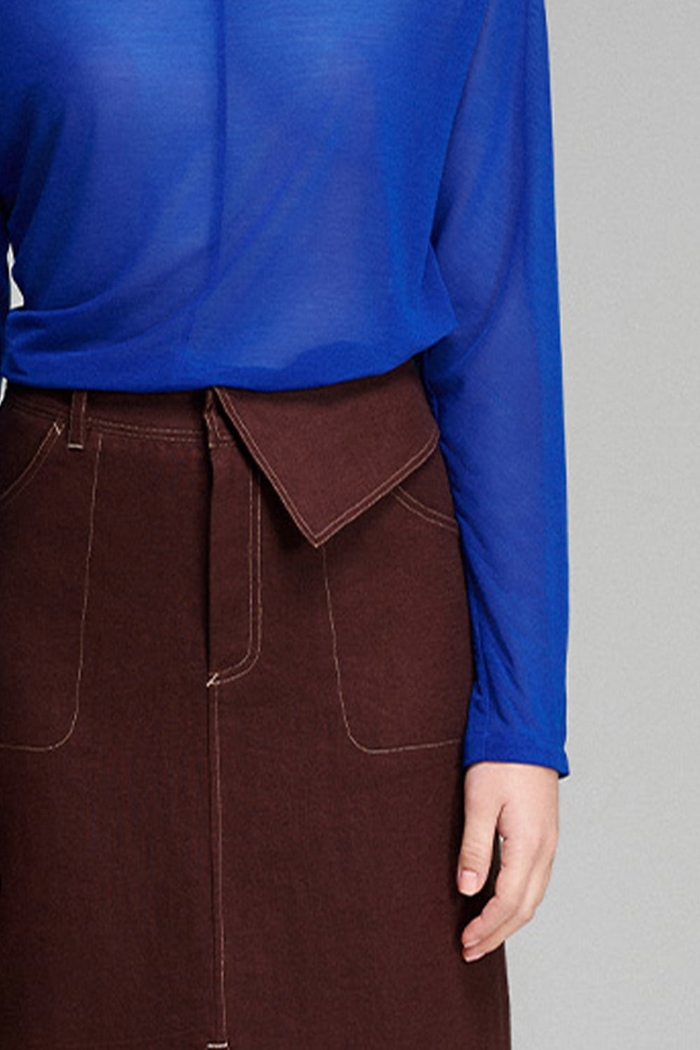 Amara Straight Patch Pocket Linen Ankle Length Skirt