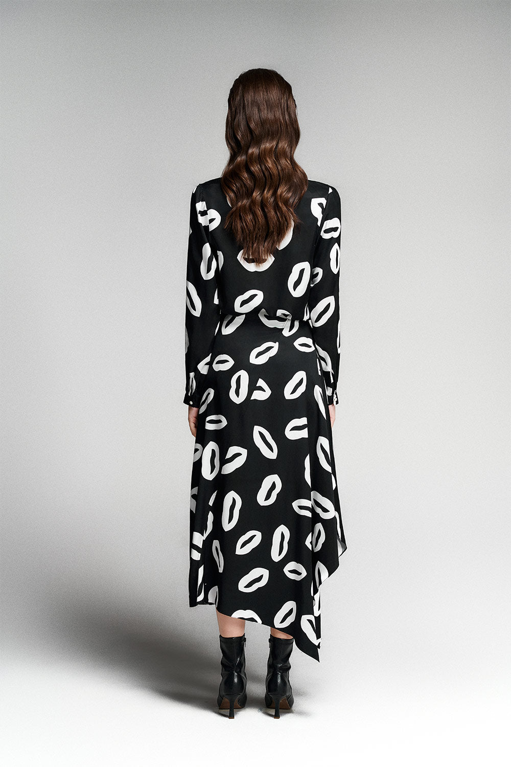 Trudy Asymmetric High Waist Silk Midi Skirt