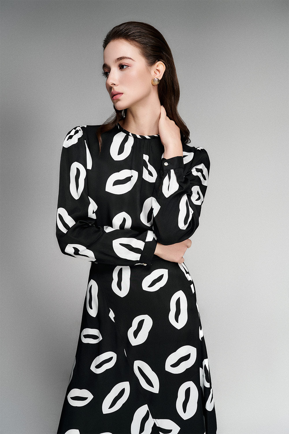 Trudy Asymmetric High Waist Silk Midi Skirt