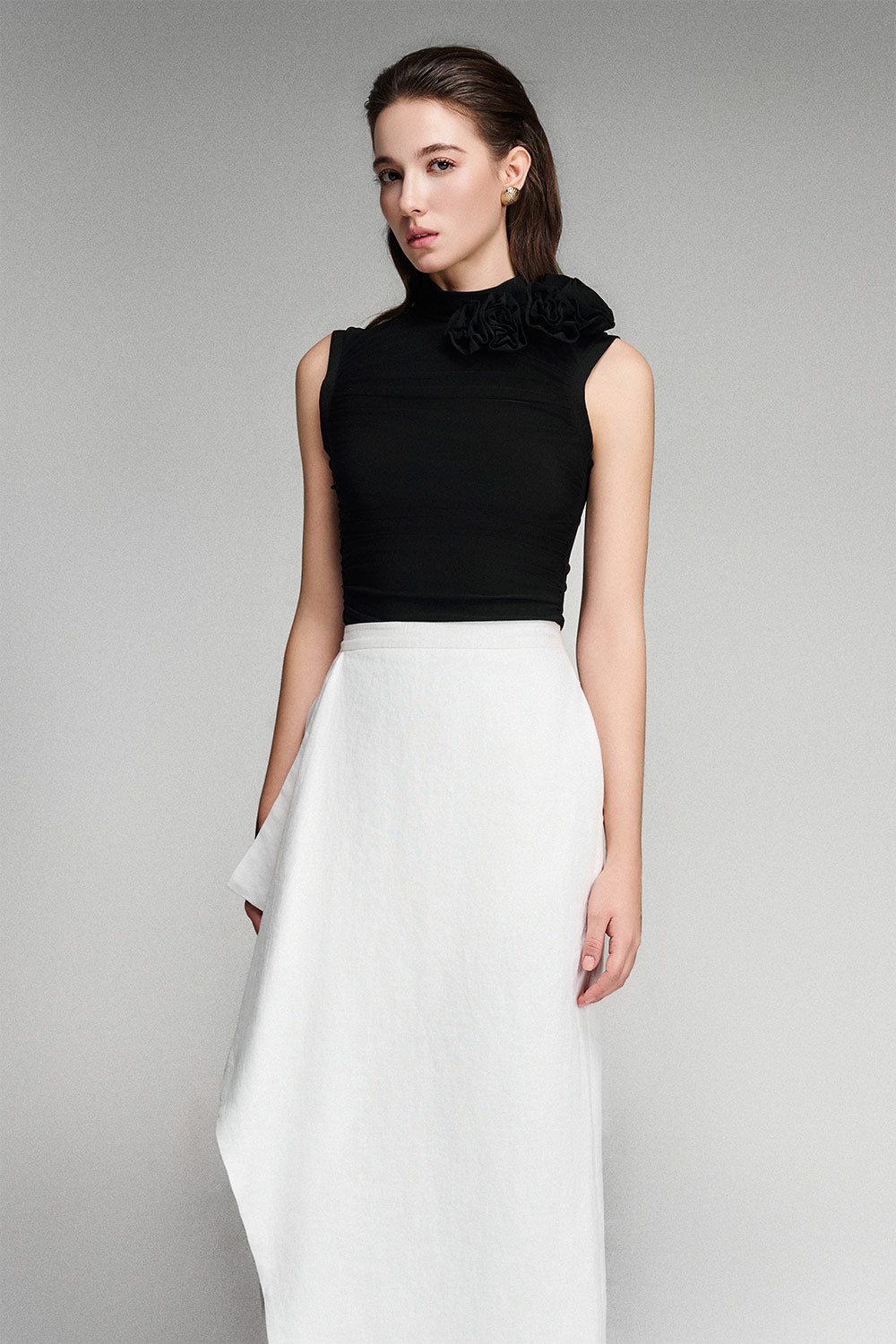 Toria Wrap Ruffled Linen Midi Skirt