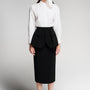 Merrily Peplum Flap Pocket Twill Calf Length Skirt