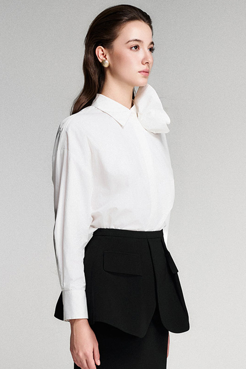 Arielle Straight Flower Applique Cotton Shirt