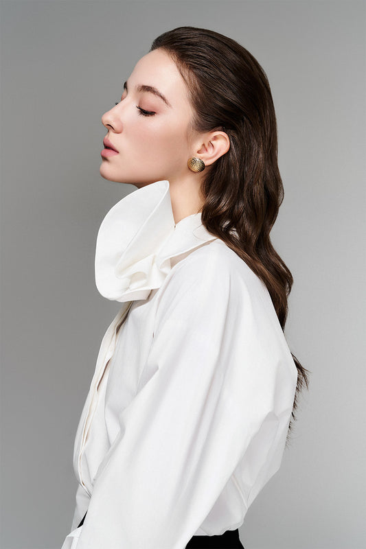 Arielle Straight Flower Applique Cotton Shirt