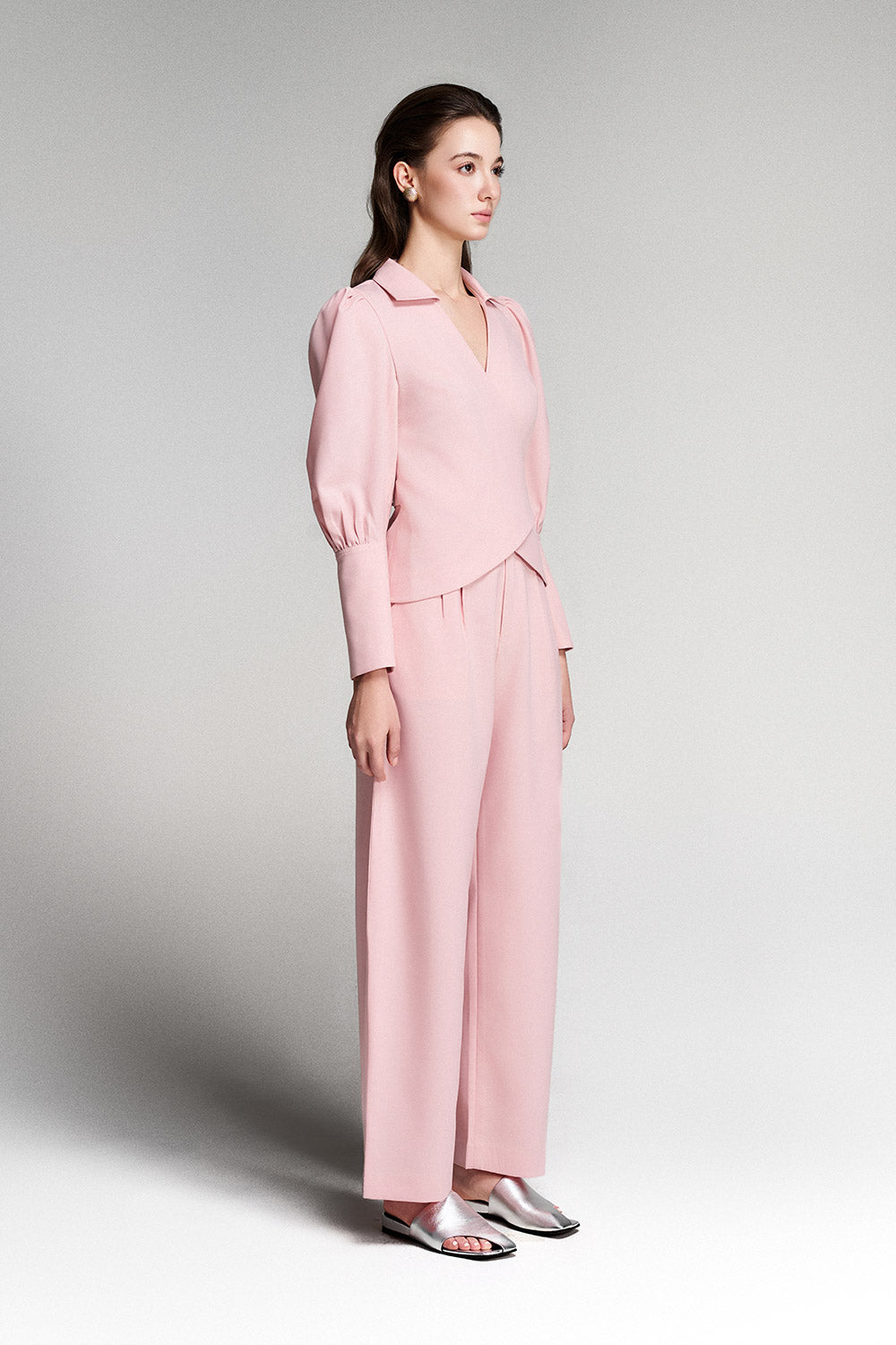 Rebekah Wrap Puffy Sleeved Polycotton Top