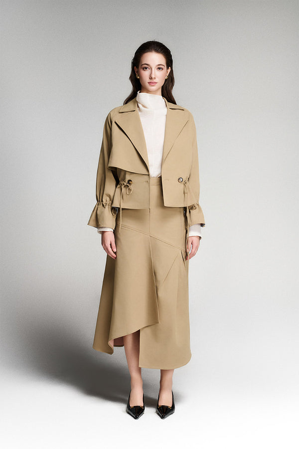 Belle String Storm Flap Khaki Coat