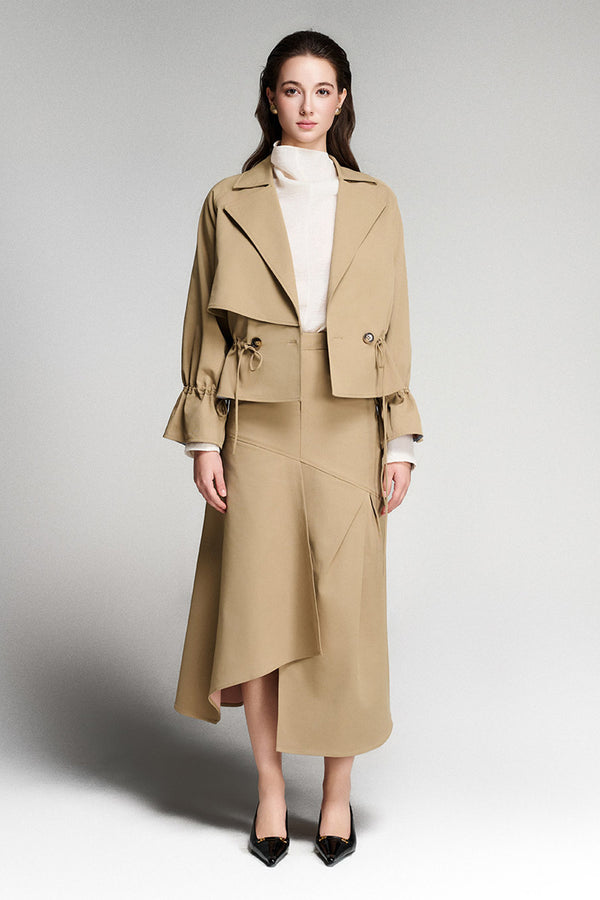 Belle String Storm Flap Khaki Coat