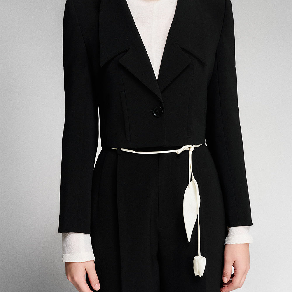 Francesca Cropped Notch Lapel Twill Jacket