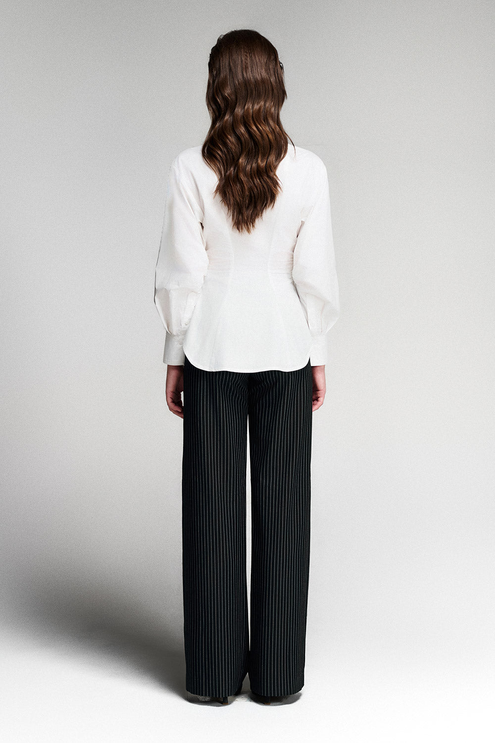 Blair Straight Ribbed Linen Ankle Length Trousers