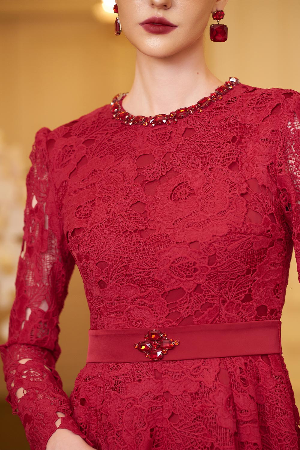 Yara Ball Gown Lace Taffeta Floor Length Dress