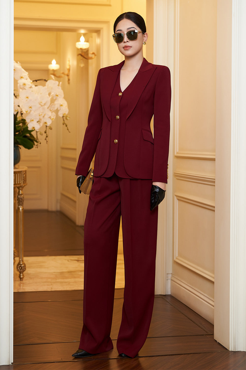 Hanna Hourglass Layered Gabardine Blazer