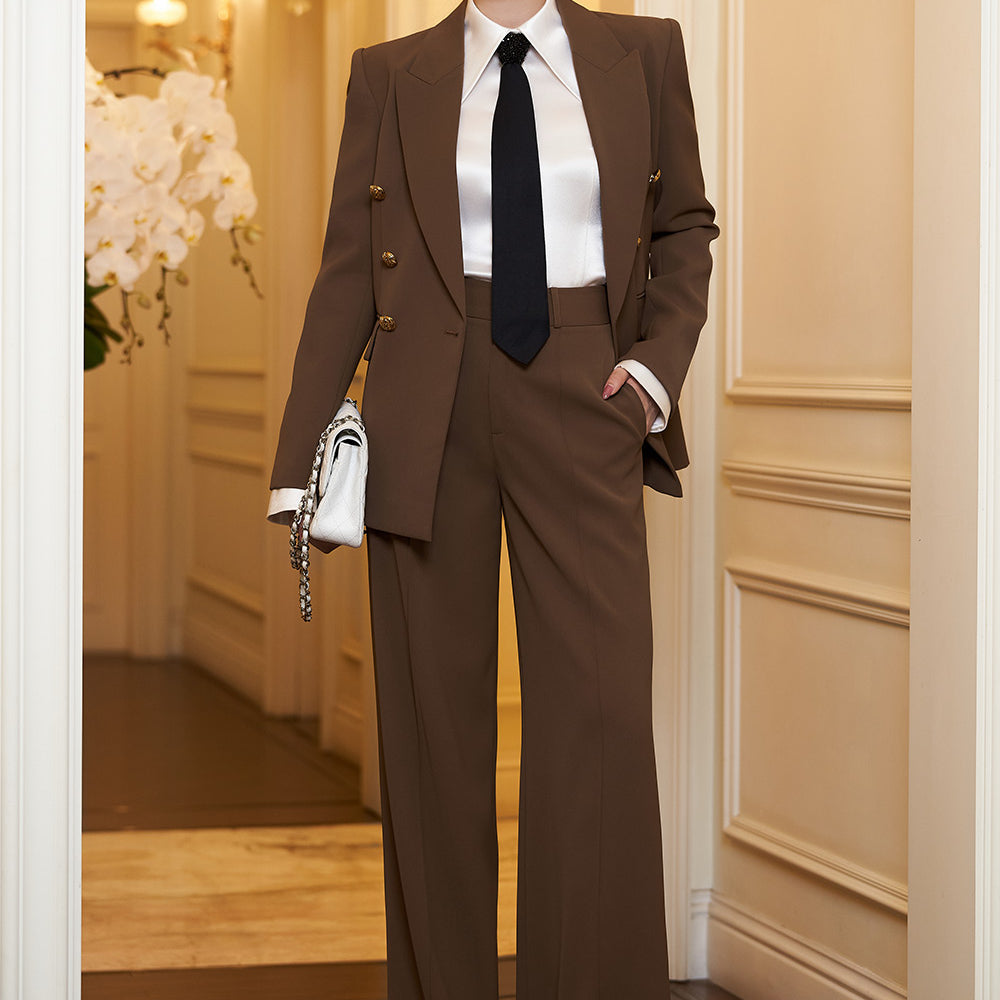 Lavinia Straight High Waist Cotton Floor Length Trousers