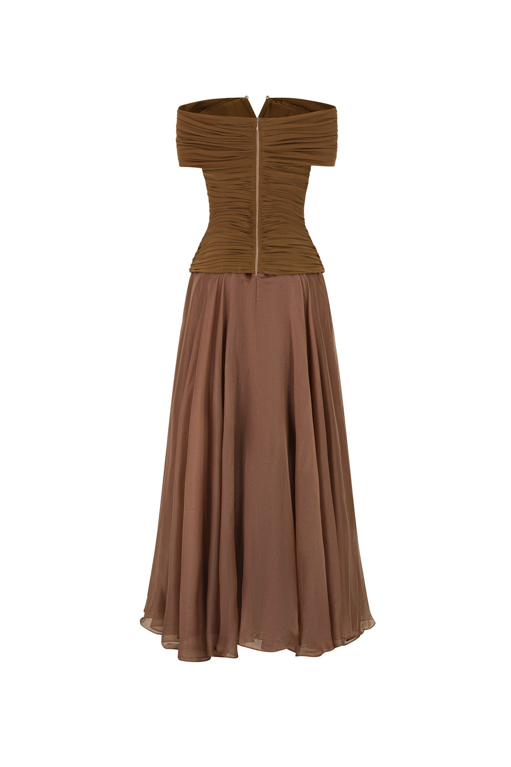 Echo A-line Off-Shoulder Silk Organza Ankle Length Dress