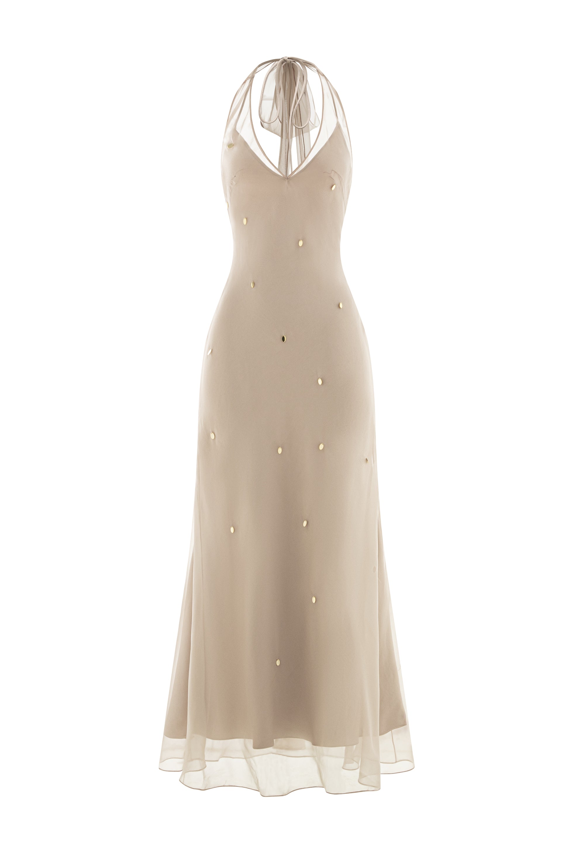 Women's Dara A-line V-Neck Silk Chiffon Maxi Dress S/M/L/XL/Customize Nude MEAN BLVD Women's Dara A-line V-Neck Silk Chiffon Maxi Dress S/M/L/XL/Customize Nude MEAN BLVD