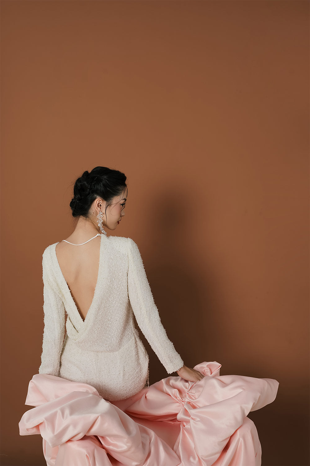 Emily A-line Jewel Neck Tweed Mini Dress