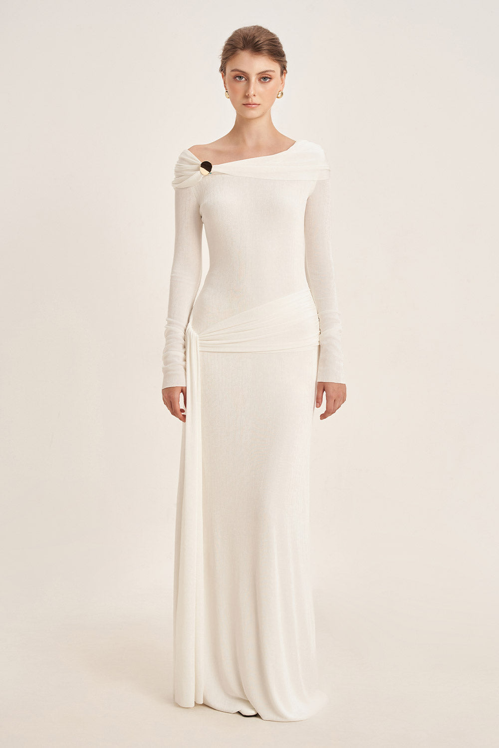 Dandelion Sheath Long Sleeved Elastic Cotton Floor Length Dress