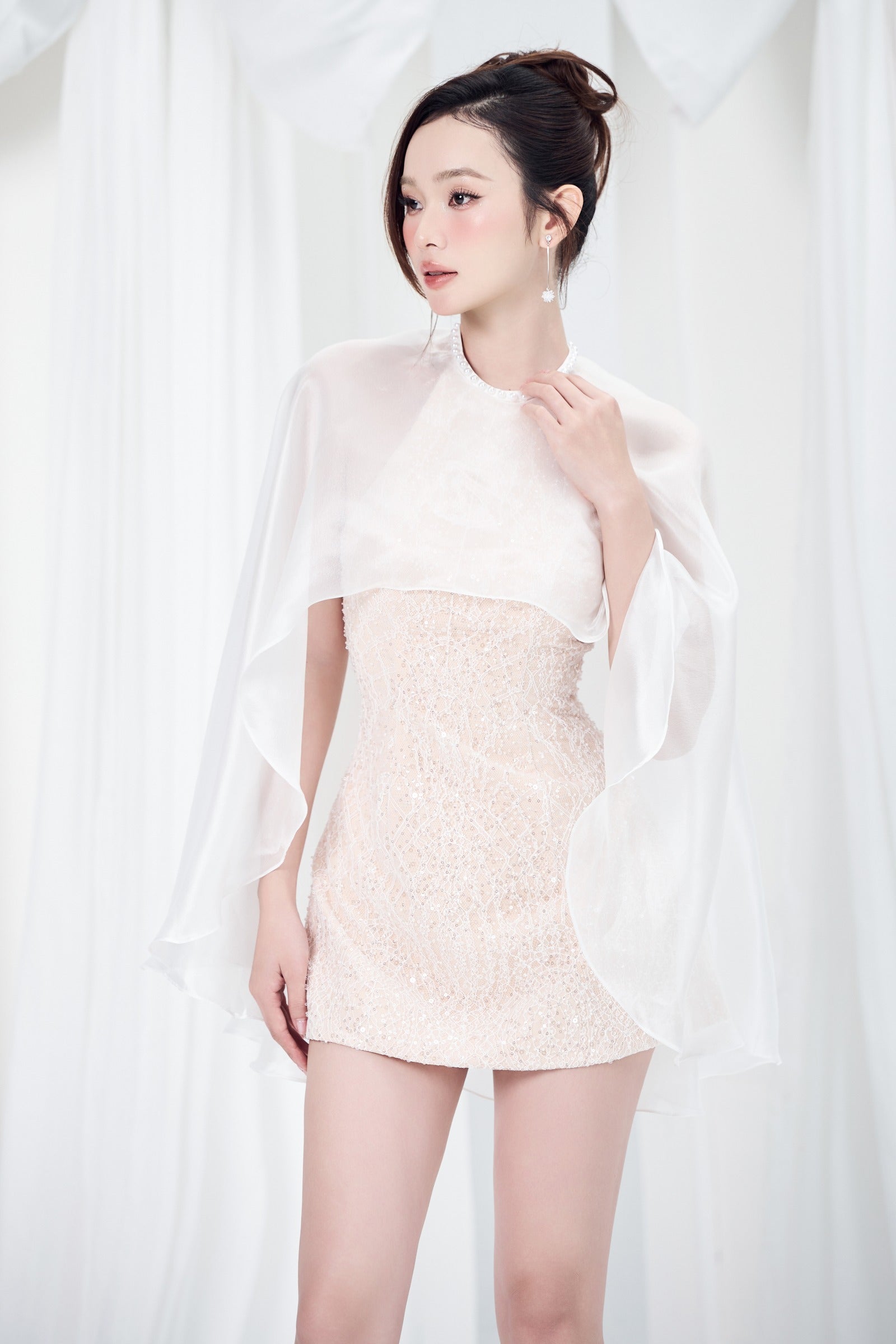 Lacey Cape Sleeve Mini Dress