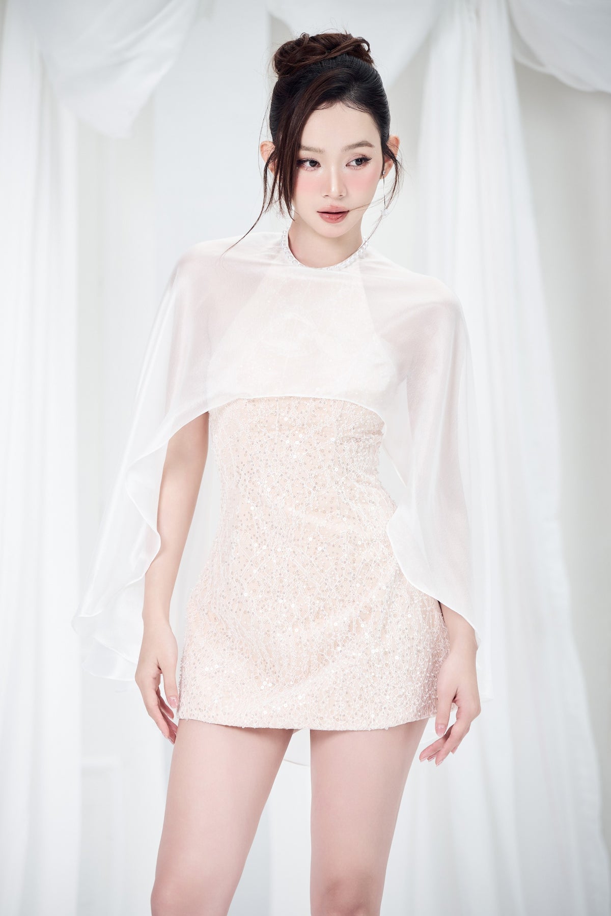 Lacey Cape Sleeve Mini Dress