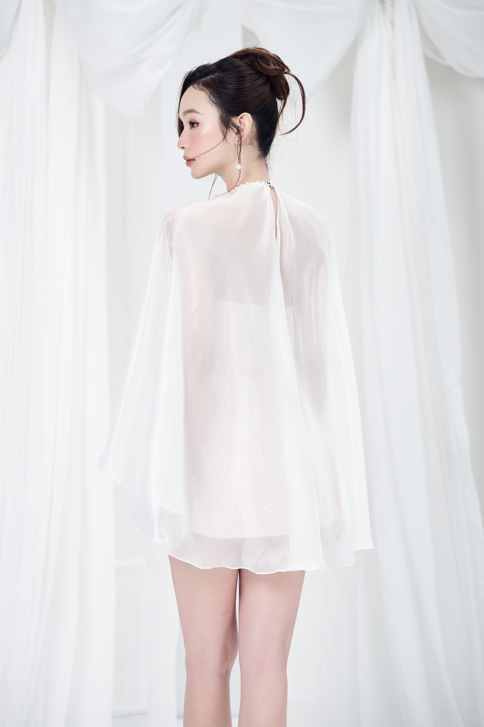 Lacey Cape Sleeve Mini Dress