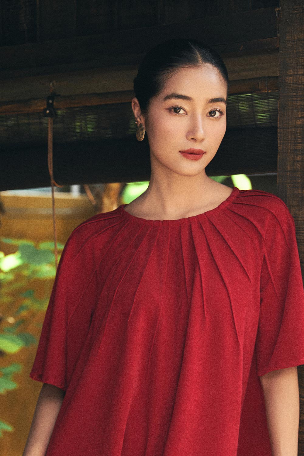 Promise Trapezoid Pintucks Spandex Velvet Mini Dress