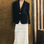 Alanna Straight Plunge Neck Spandex Velvet Blazer