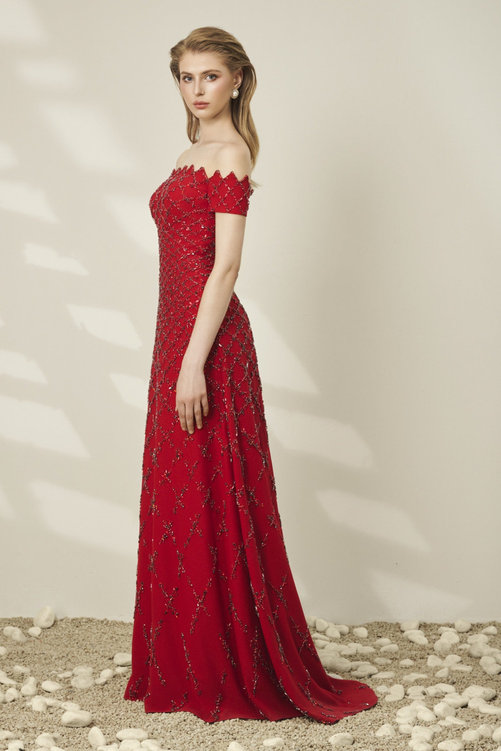Scarlet Rhinestone Maxi Dress