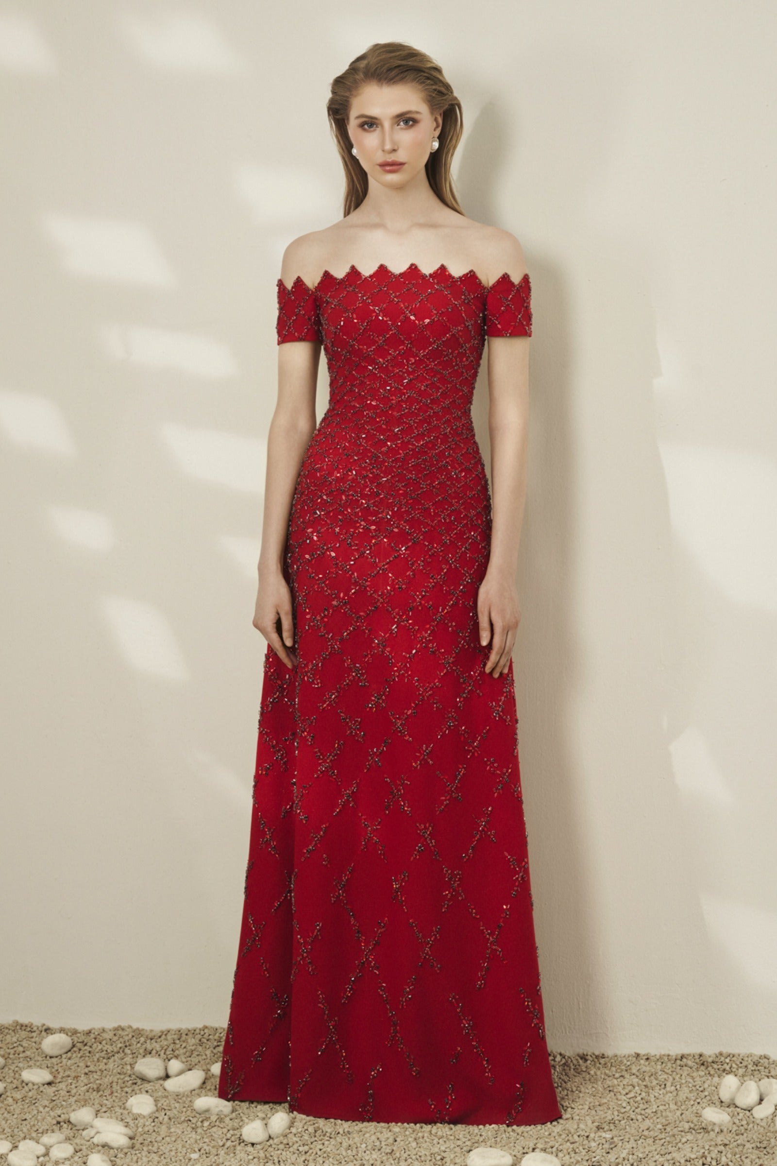 Scarlet Rhinestone Maxi Dress