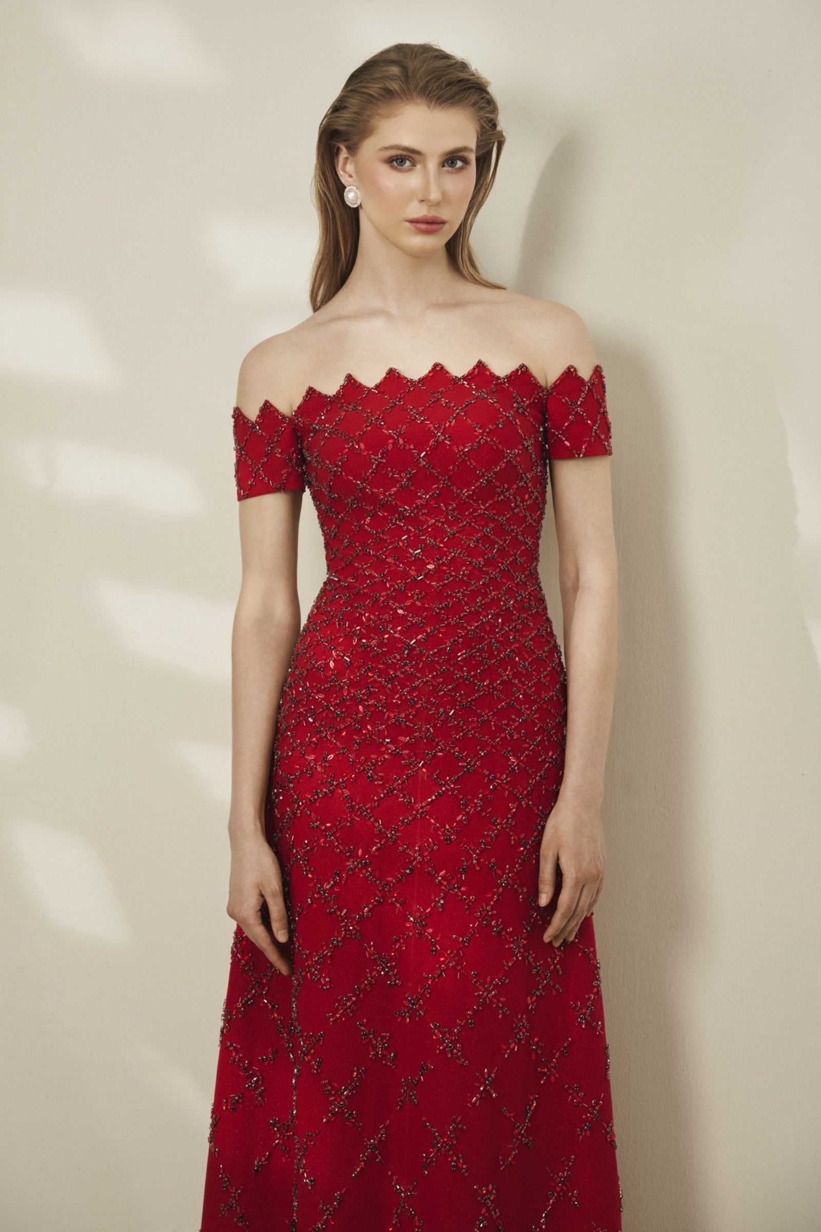 Scarlet Rhinestone Maxi Dress