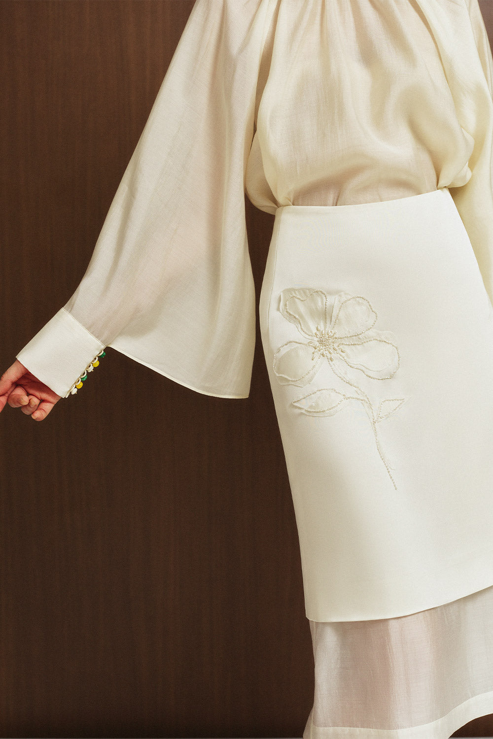 Chiara Blouson High Neck Silk Top