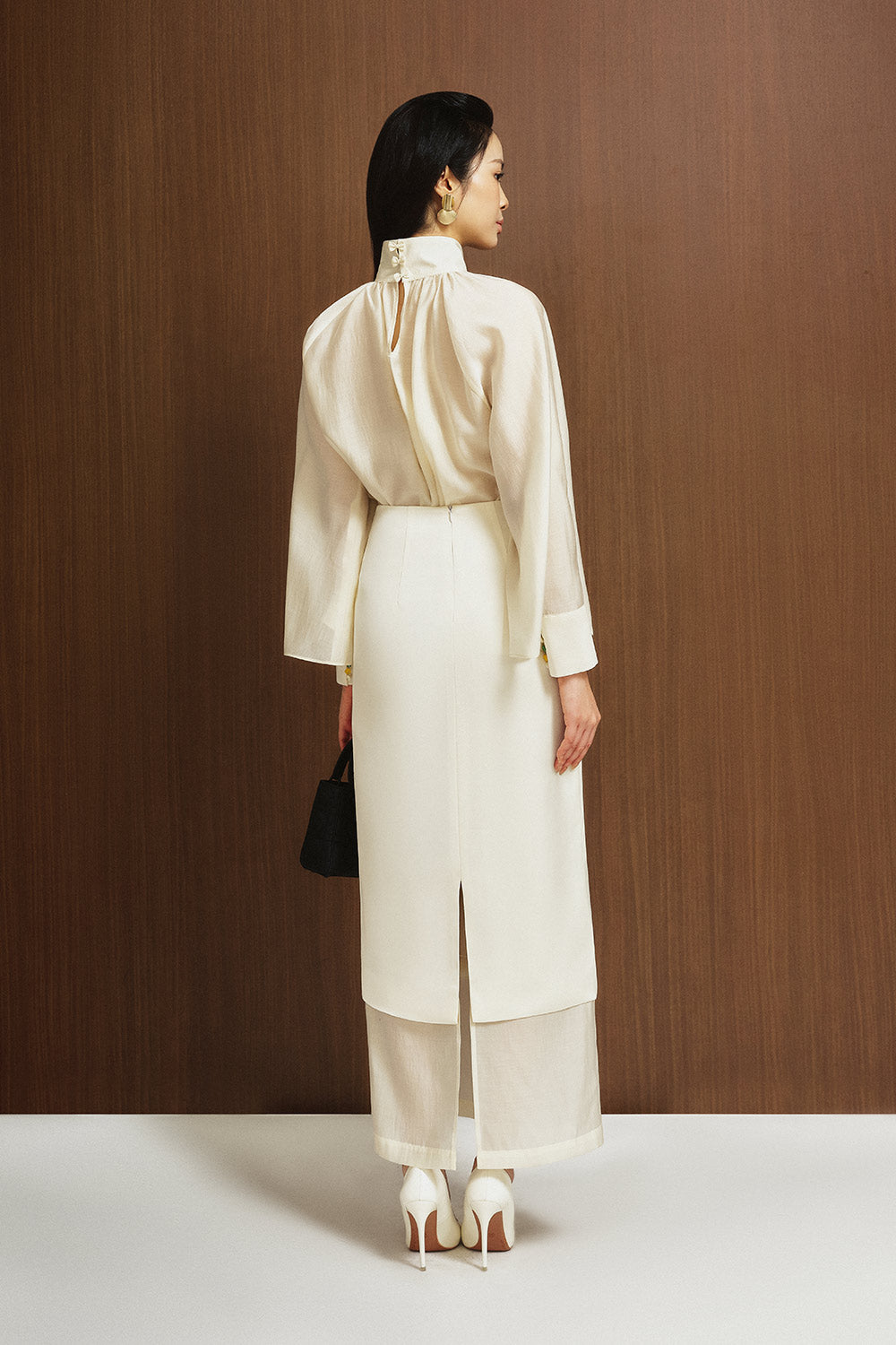 Chiara Sheath Layered Silk Ankle Length Skirt